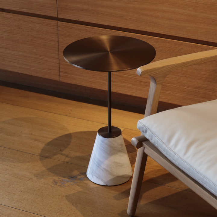 Bund Side Table Large White Marble - Showroom Model