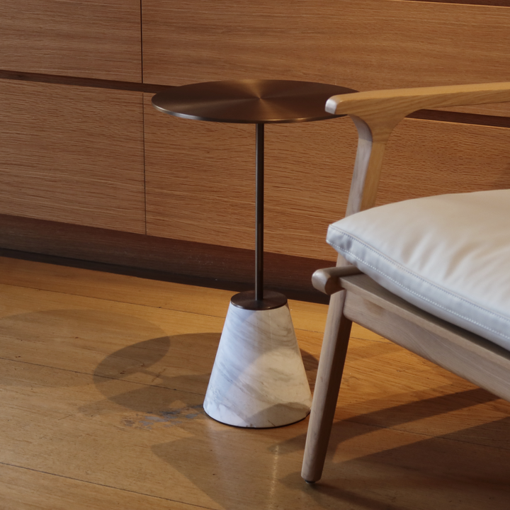 Bund Side Table Large White Marble - Showroom Model